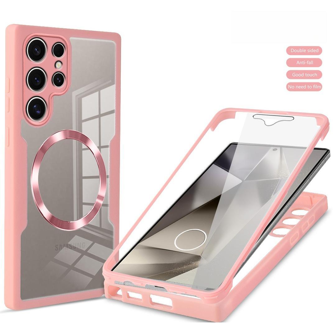 For Samsung S25Ultra S25 S24 S23 S22 S21FE A16 A26 A36 A56 Strong Magnetic Phone Case, Double Side 360 Full Protection, HD PET Screen Protector Acrylic Shockproof Hand Feel Hard Full Cover