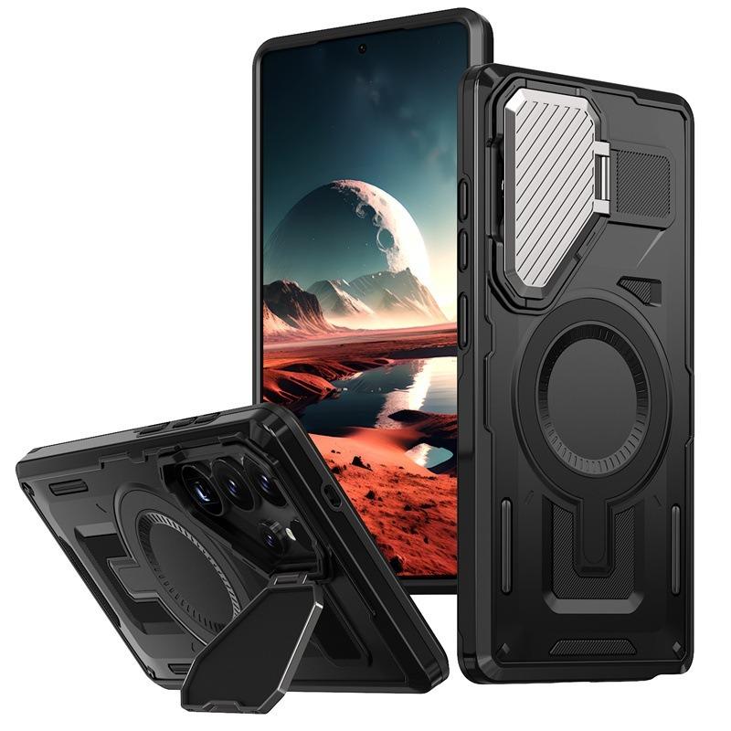 Anti-Dust Anti-Fall Heavy Duty Protection Shockproof Magnetic Phone Case With Camera Kickstand for Samsung S25Ultra S24 S23FE S23 A06 A05 A16 A15 A25 A35 A55 Bumper Matte Hard Cover