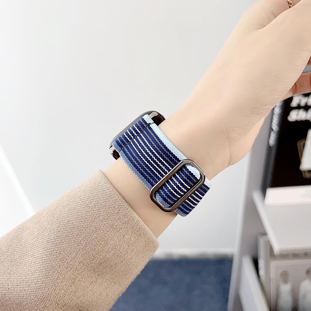 Nylon Woven Elastic Band for Apple Watch 44mm Band 45 42 38 41 Ultra 49mm Link Bracelet for IWatch Series 9 8 7 6 SE 5 4