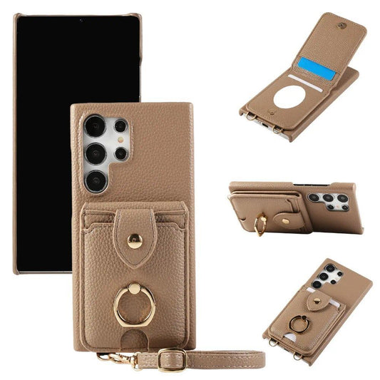 Crossbody Mirror Wallet with Card Holder Phone Case for Samsung Galaxy S22 Ultra Plus A13 A14 A15 A22 A24 A25 A33 A34 A35 A53 A54 A55 Back Cover