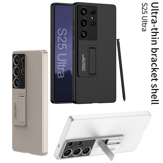 Luxury Ultra-thin PU Frosted With Kickstand Phone Case for Samsung S25 S24 S23 S22 Ultra Plus Shockproof Holder Cover