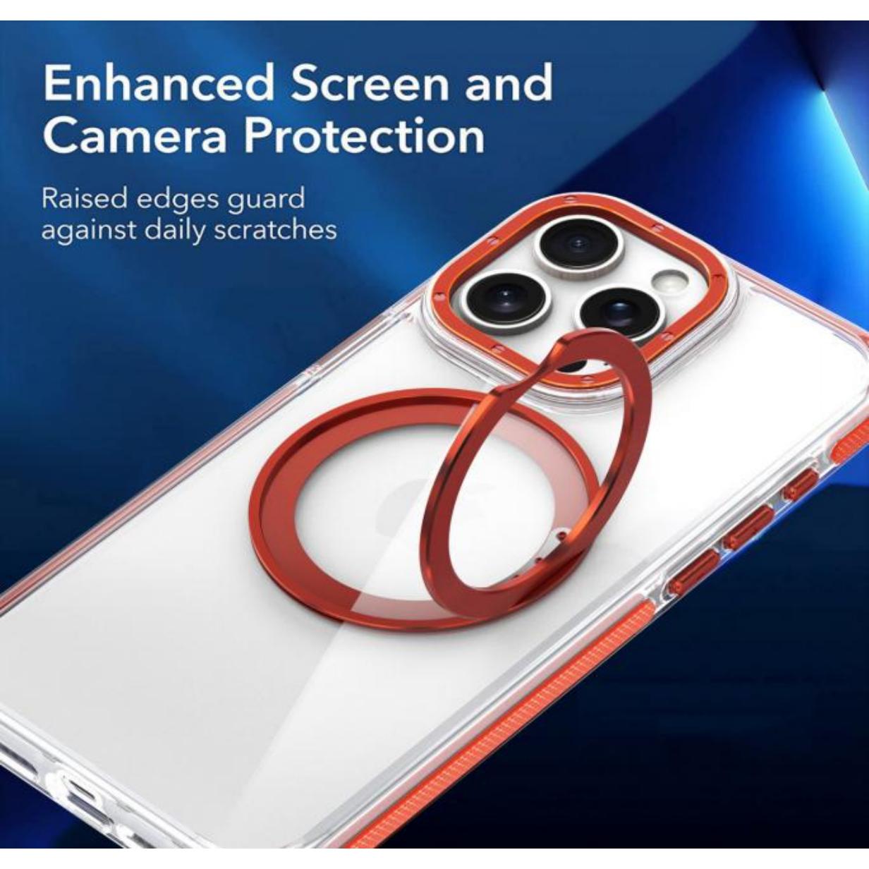 Dual Color Magnetic For Magsafe Wireless Charging Case With 360 Rotating Stand For iPhone 16 15 14 13 12 Pro Max Plus Clear Hard Cover