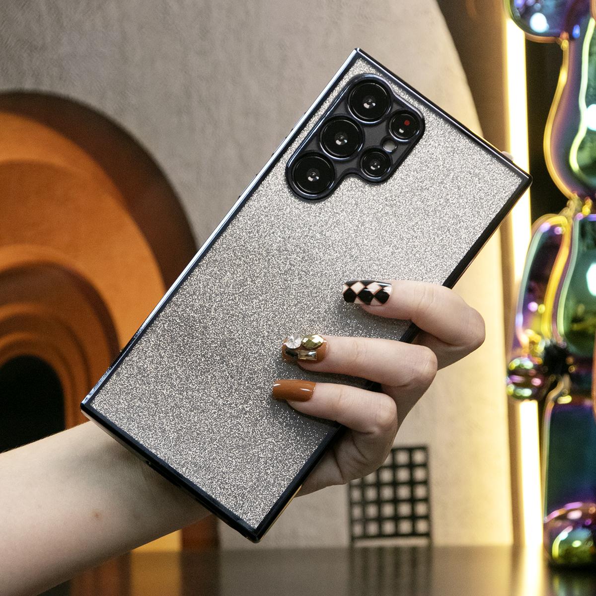 Glitter Transparent Gradient Plating Basic Phone Case For Samsung S24Ultra S24FE S24 S23 S22 S21 FE Plus Ultra Soft TPU Back Cover
