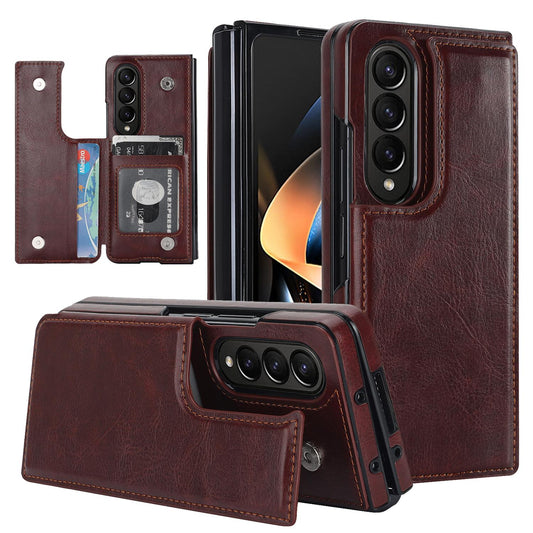 Luxury Wallet for Samsung Galaxy Z  Fold 3 4 5 6 Phone Case with Card Holder Leather Kicstand Stockproof Protective Cover