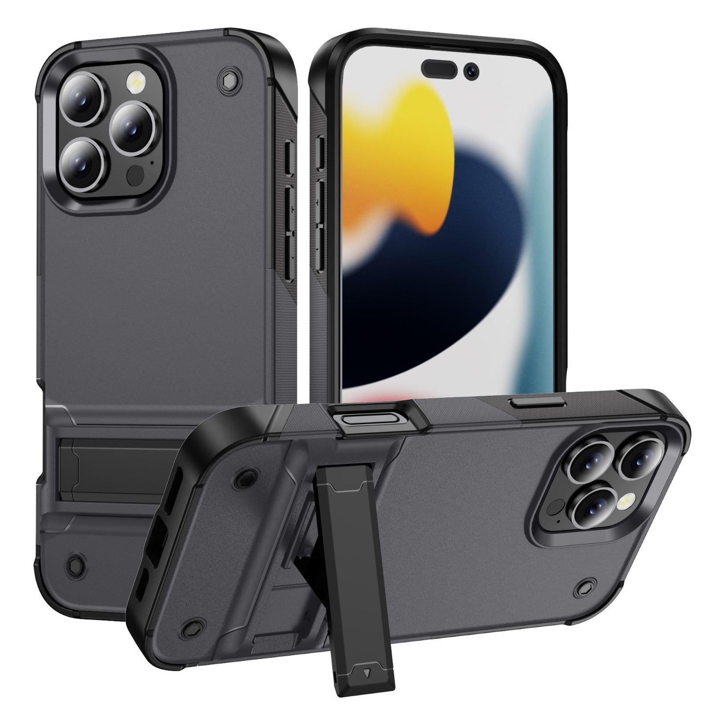 Anti-Dust Fall Heavy Duty Protection Shockproof Phone Case With Kickstand for iPhone 16ProMax 16 15 14 13 12 11 Hard Full Cover