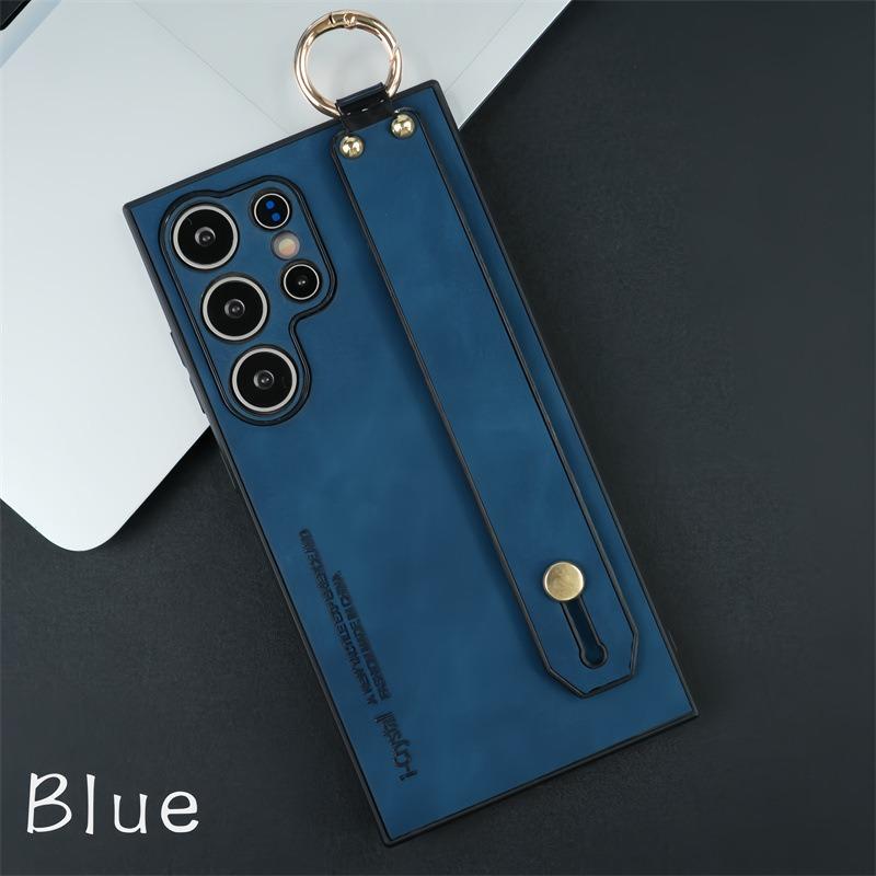 For Samsung S25Ultra S25 S24 S23 S22 S21 Case With Wristband, Matte Durable Faux Leather Kickstand Shockproof Phone Case