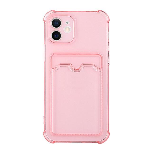 Transparent Card Slot TPU Four Corner Shockproof Phone Case For Samsung S25 S24 S23 S22 S21 Note20 A16 A15 A25 A35 A55 A06 Airbag Anti-Drop Clear Soft Full Cover
