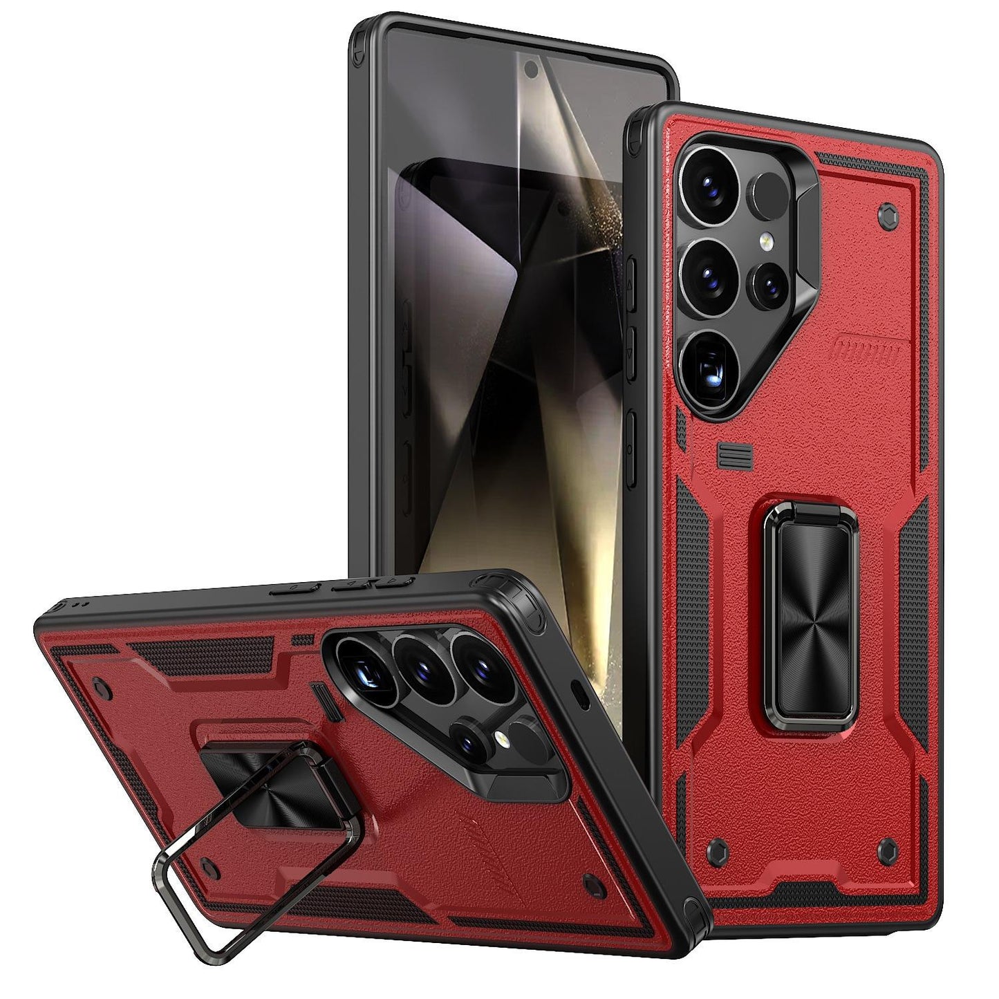 Anti-Dust Anti-Fall Heavy Duty Protection Shockproof Phone Case With Kickstand for Samsung S25Ultra S24 S23FE S23 S22 S21 A06 A05 A16 A15 A25 A35 A55 Bumper Matte Hard Full Cover