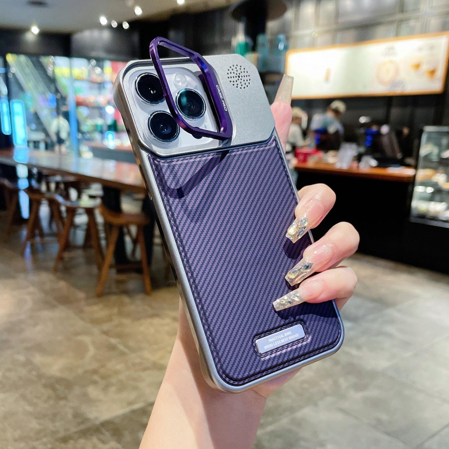 Leather Carbon Fiber Pattern Aromatherapy Frameless Strong Magnetic Len Protection With Camera Kickstand Phone Case For iPhone 16ProMax 15 14 13 12 11, Skin Feel Shockproof Hard Full Cover