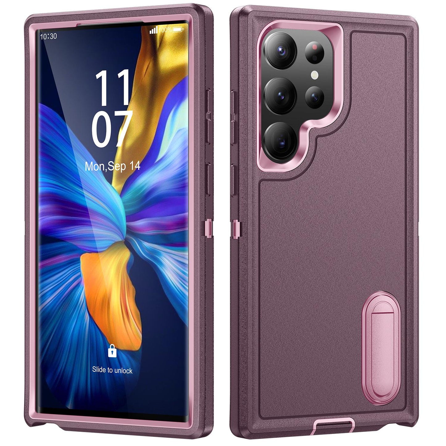 For Samsung S24 S23 S22 A13 A14 A15 A53 A54, Shockproof Anti-fall with Kickstand Hard Phone Case Bumper Back Cover