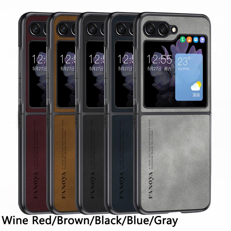 Luxury Lambskin Leather Cover For Samsung Galaxy Z Flip 5 4 3 Flip5 Flip4 Flip3 Shockproof Hard Case
