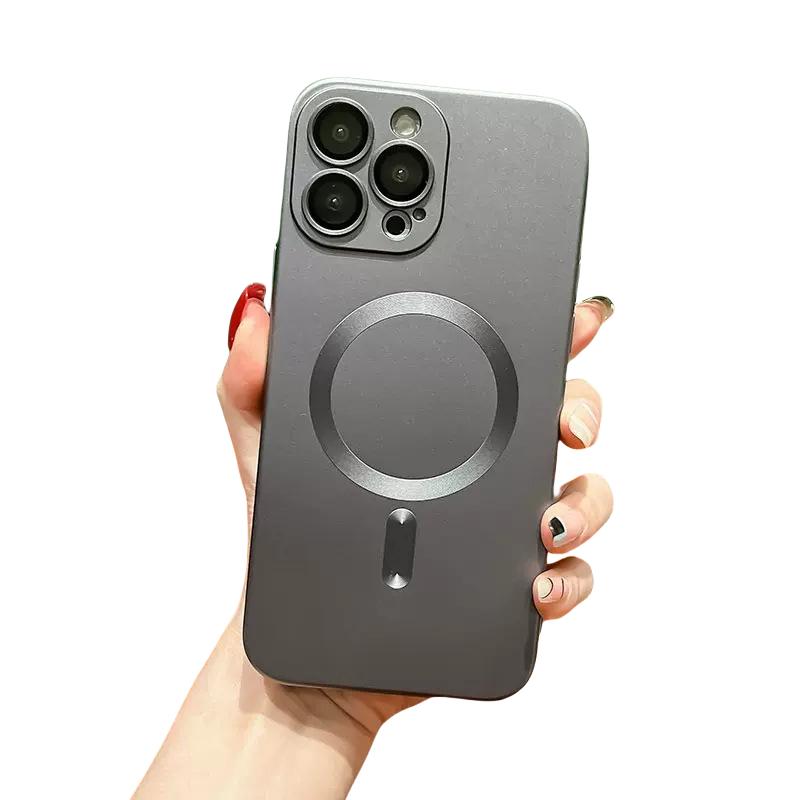 For iPhone 16 15 14 13 12 Pro Max Phone Case, Metallic Paint Magnetic Soft Metallic Glossy Slim, Full Camera Cover Protection Support Wireless Charging Phone Case