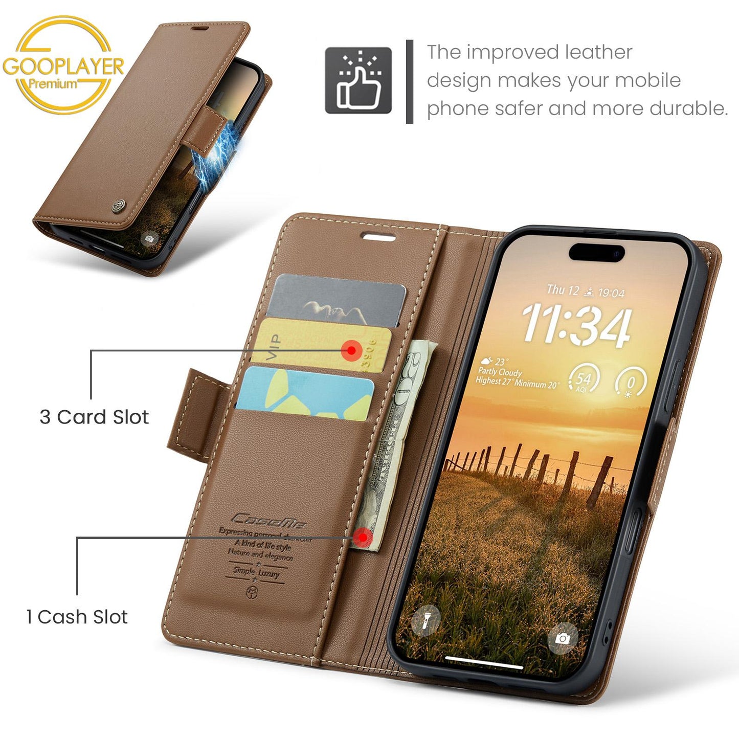 For iPhone 16 15 14 13 12 Pro Max Phone Case, Luxury Leather Wallet Card Bag Shockproof Kickstand Business Magnetic Full Cover