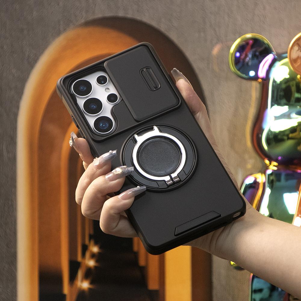 Removable Dust-proof Lens Cap Protection Phone Case 360 Rotating Metal Kickstand For Samsung S25Ultra S24 S23 S22 S21 Note20 A06 A15 A16 A25 A35 A36 A53 A54 A55 Shockproof Cover