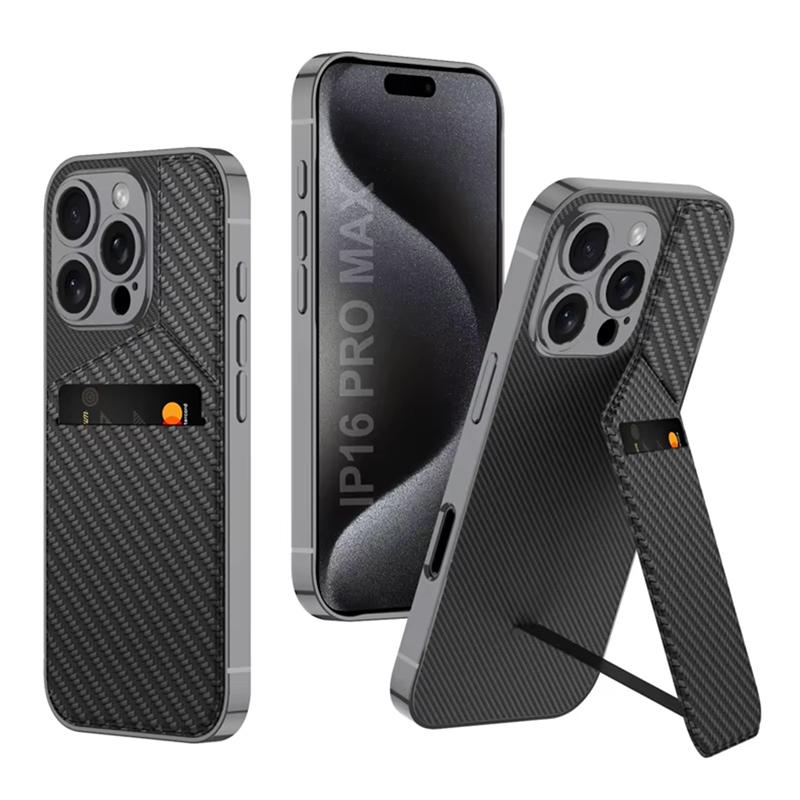 For iPhone 16 Pro Max,16 Pro Case Business Plain Leather Magnetic Card Flip Stand Cover With Card Slot