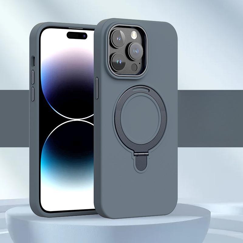 Strong Magnetic Kickstand Phone Case For iPhone 15 14 13 12 for MagSafe, Skin-friendly Liquid Silicone Shockproof with Microfiber Lining Full Cover