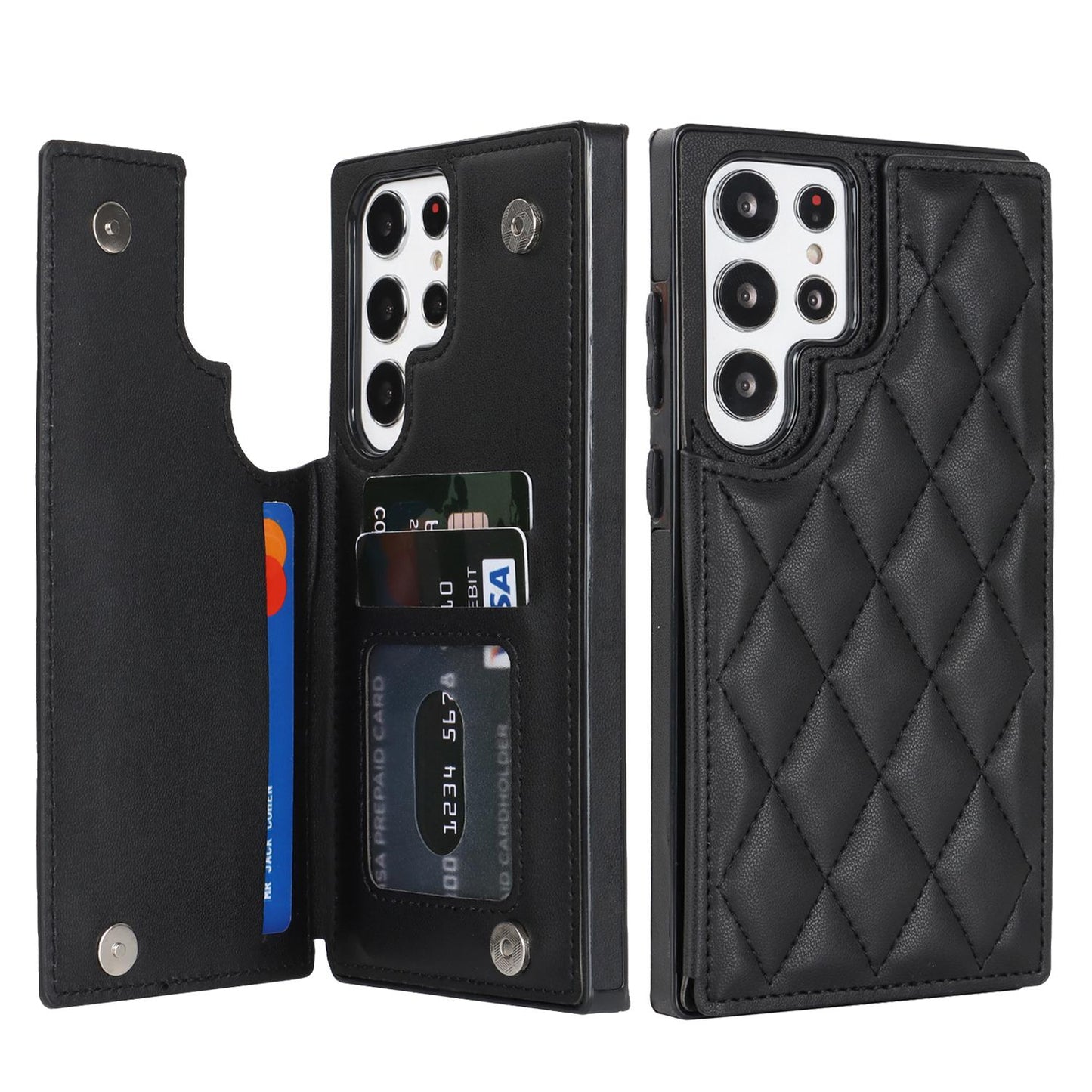 Rhombic Grid Pattern Leather Cover For Samsung Galaxy S20 S21 FE S23 S22 Plus Note 20 Ultra Card Slots Holder Purse Phone Case