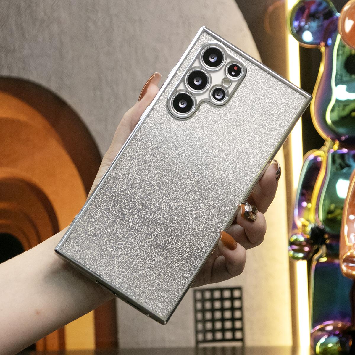Glitter Transparent Gradient Plating Basic Phone Case For Samsung S24Ultra S24FE S24 S23 S22 S21 FE Plus Ultra Soft TPU Back Cover