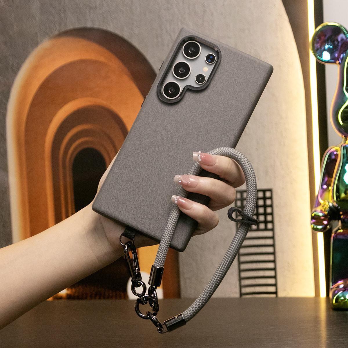 For Samsung S24 Ultra S24Plus S24 Case, Luxury Drop- Proof Leather Magnetic Phone Case Multifunctional Climbing Rope, Camera Protection Hard Cover