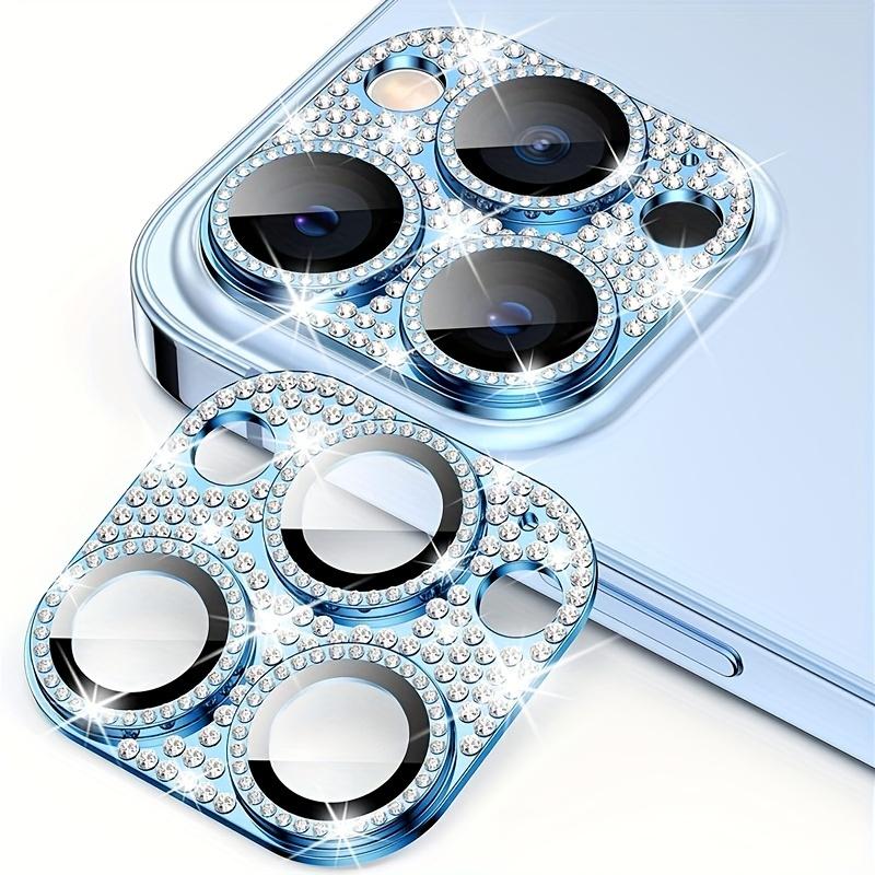 Glitter Rhinestone Metal Camera Lens Protector Glass For iPhone 16 15 14 13 Pro Max Shining Full Cover Camera Lens Protector Case