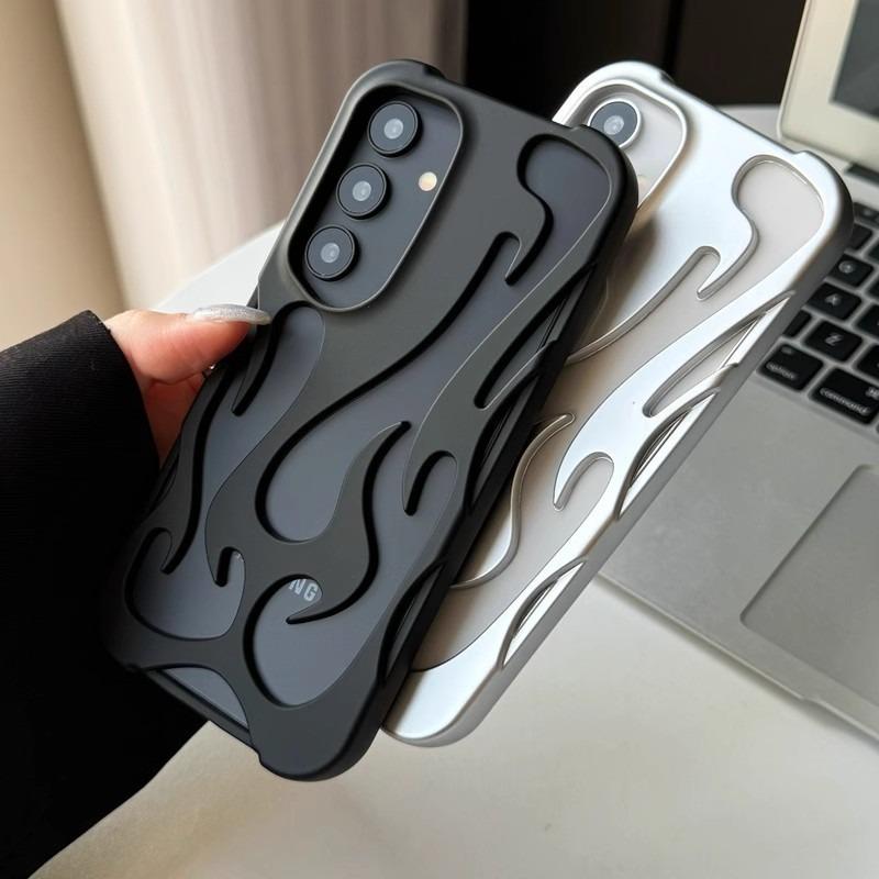 Heat Dissipation Four Corner Shockproof Plating/Matte Fire Pattern Hollow Out Cooling Phone Case For Samsung S25Ultra S24 S23 S22 A14 A15 A16 A06 A54 A55 Soft Full Cover