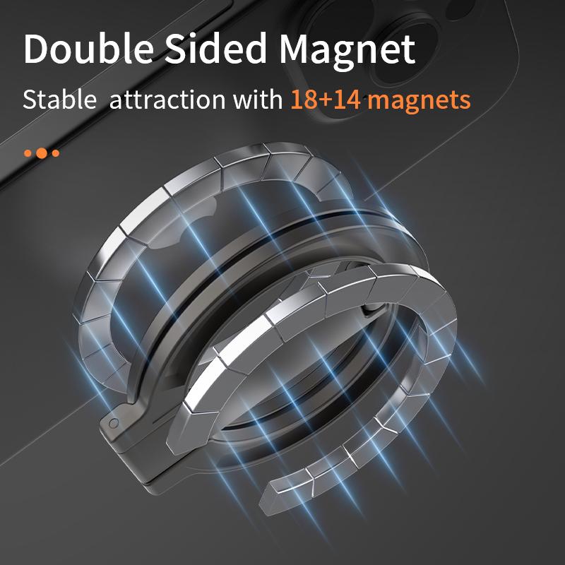 360 Degree Rotation Magnetic Foldable Portable Phone Holder Full Angle Adjustment Damping Fold Vertical / Horizontal Kickstand, for iPhone 16 15 14 13 12 for Samsung S25 S24 S23