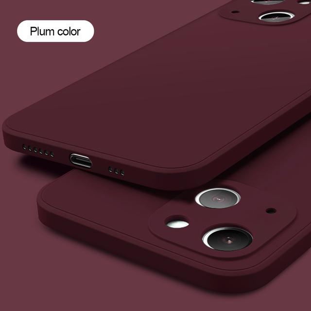 Slim Thin Luxury Square Liquid Soft Silicone Case For iPhone 16 15 14 Pro Max Protective Shockproof Back Cover with Microfiber Lining