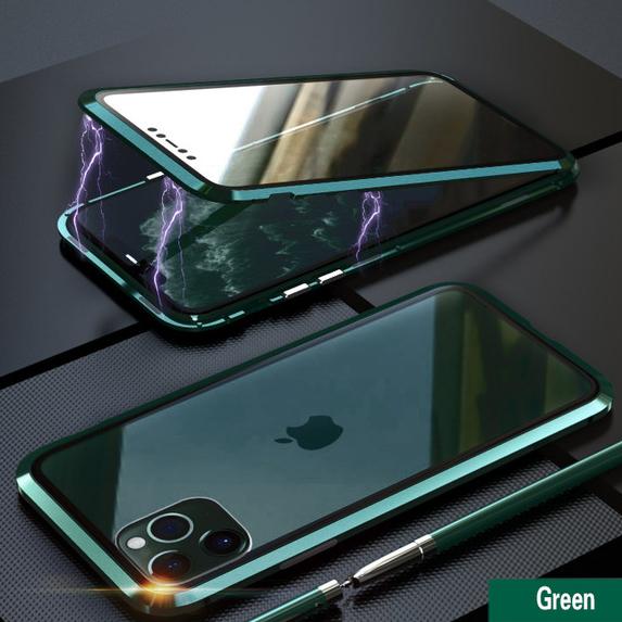 Double Sided Full Cover 360 Magnetic High Definition Adsorption Metal Case For iPhone 16 15 14 13 12 11 Pro Max Glass Cover