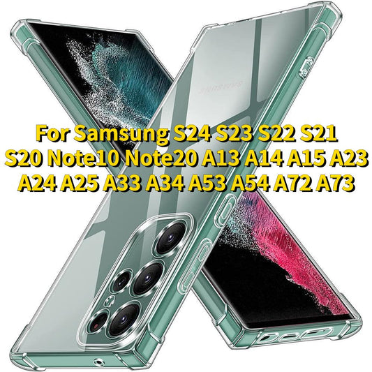 Anti-Falling Soft Transparent Case For Samsung S24 S23 S22 S21 S20 Plus Ultra Note10 Note20 A13 A14 A15 A22 A23 A24 A25 A33 A34 A52 A53 A54 A72 A73