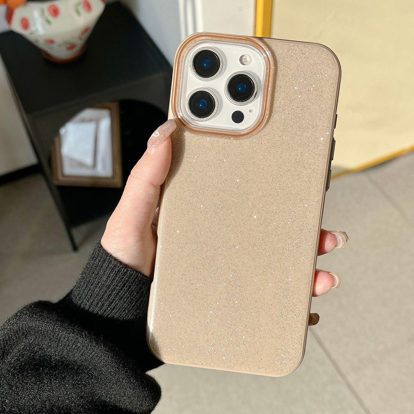 Glitter PC Slim Phone Case For iPhone 16ProMax 15 14 13 12 11 Shockproof Hard Full Cover