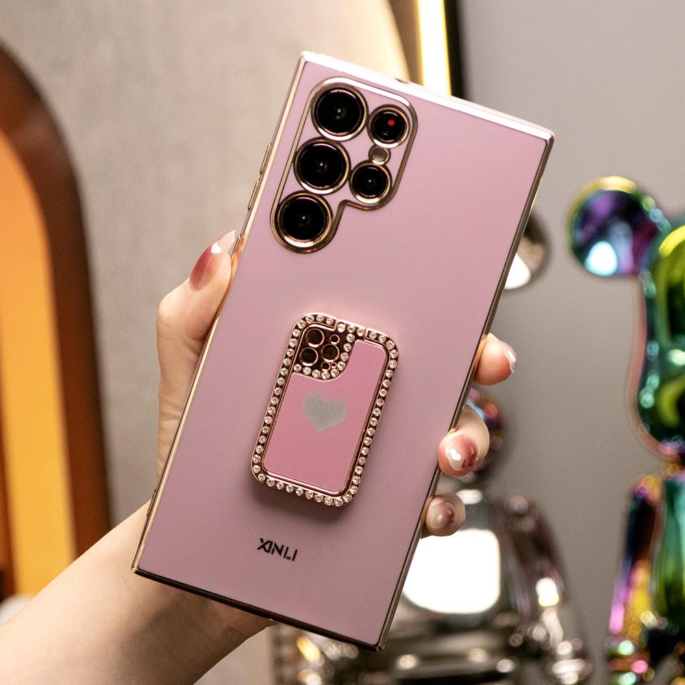 Plating Mini Phone Popstand Phone Case For Samsung S25 S25Plus S25Ultra S24 S24Plus S24Ultra