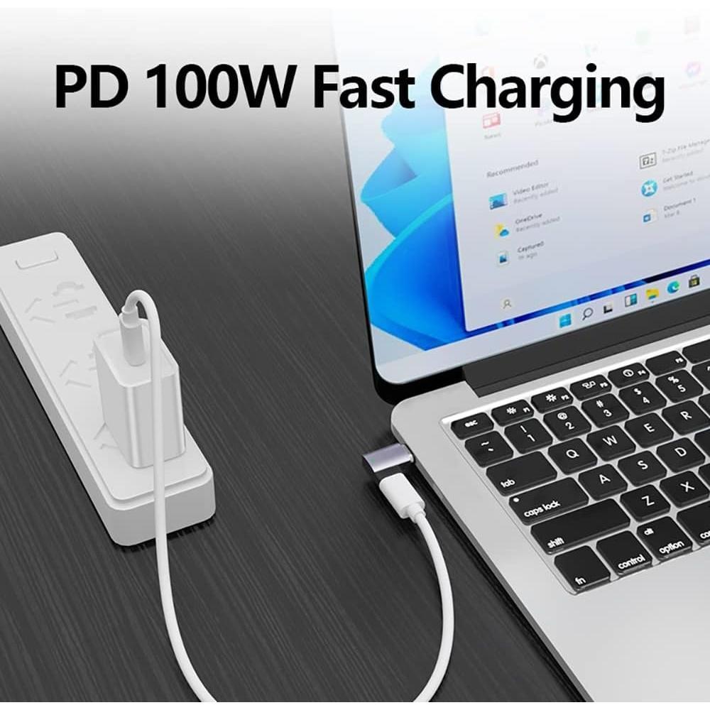 USB C Magnetic Adapter Right Angle, Magnetic USB C Adapter 100W Fast Charging 11Pins 480Mbps Data Transmission Compatible with MacBook Pro/Air For iPhone 16 15 For Samsung S25 S24 S23