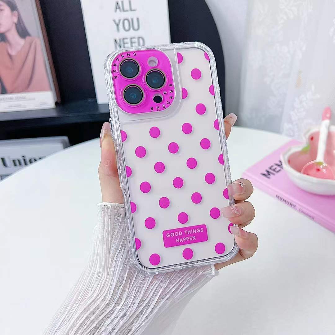 For iPhone 16ProMax 16 15 14 13 Phone Case, Colorful 3 in 1 Transparent Luxury Wave Point Acrylic Anti Fall, With Camera Protector Shockproof Clear Hard Full Cover