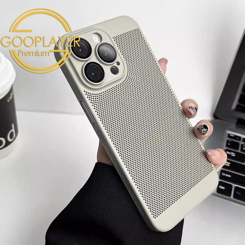 For iPhone 16 15 14 13 Pro Max Phone Case, Ultrathin Cooling PC Luxury Built-in Camera Protector Heat Dissipation Hard Full Cover