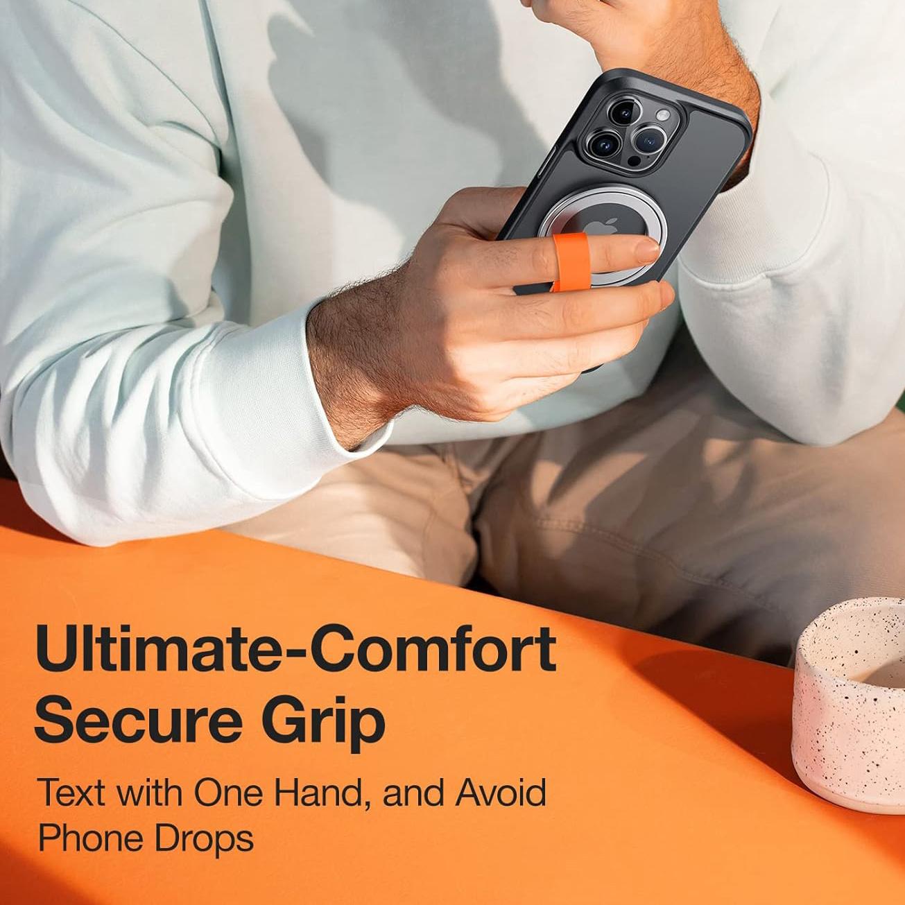 Upgrade Magnetic Phone Grip Holder Kickstand with Silicone Loop, Compatible with PopSockets MagSafe Ring Removable, for iPhone 16 15 14 13 12, for Samsung S22 S23 S24