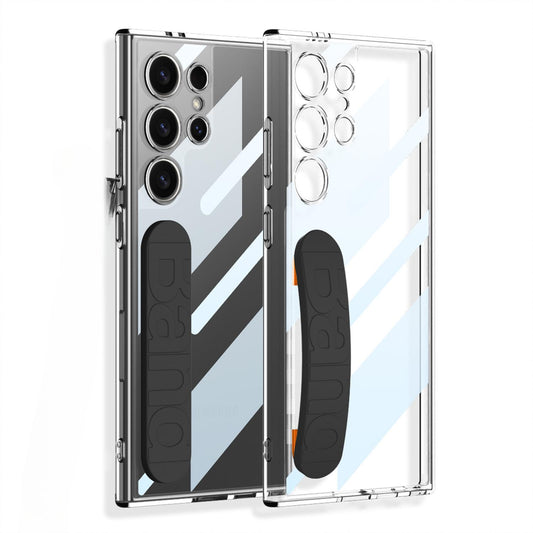 For Samsung Galaxy S23 S24 S25 Ultra Case with Silicone Wristband Transparent Hard PC Shockproof Protection Phone Cover Accessories