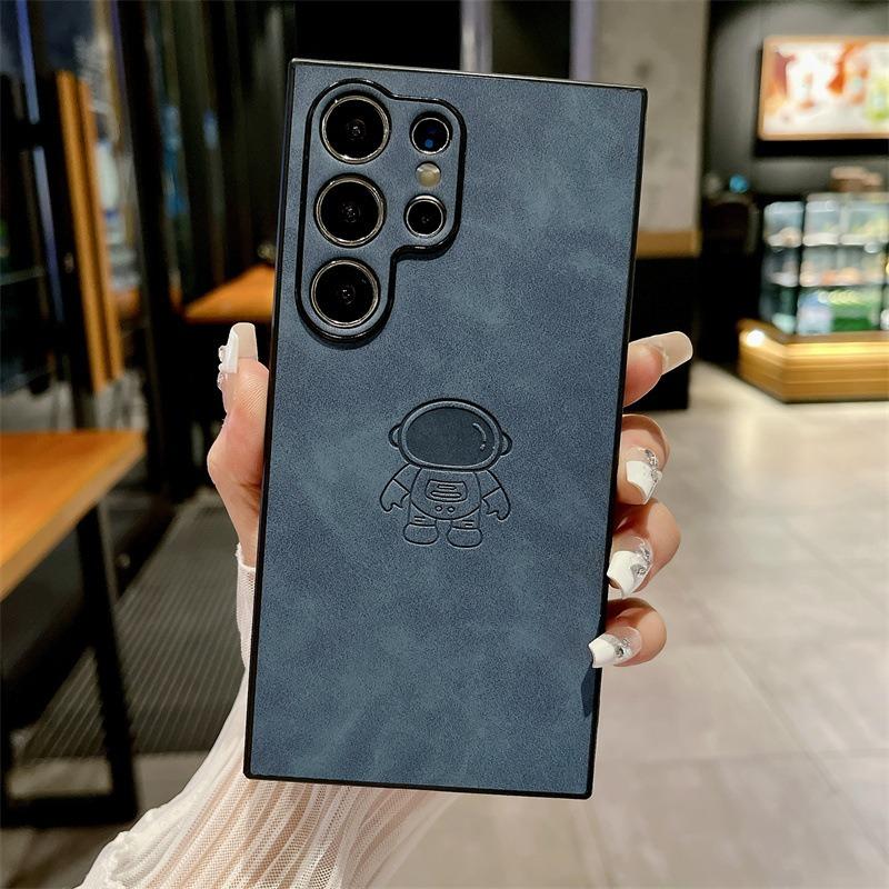 For Samsung S25Ultra S25Edge S24 S23 S22 S21 Note20 A16 A26 A36 A55 A56 Case, Astronaut Pattern Matte Suede Leather Shockproof Hard Phone Case