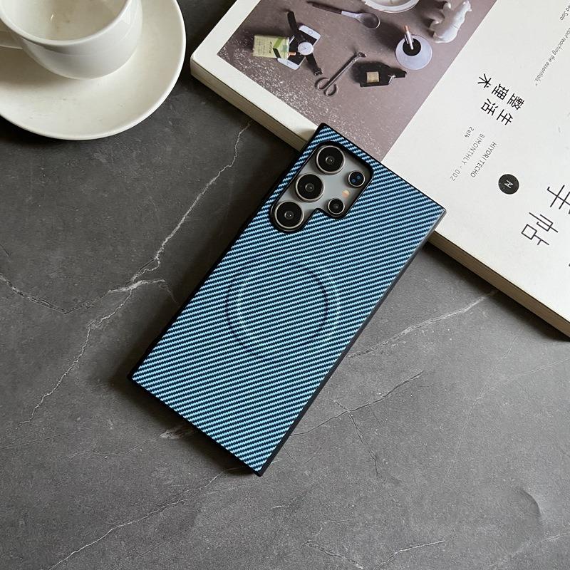 For Samsung S25Ultra S24 S23 S22 Note20 A15 A25 A35 A36 A55 A56 Phone Case, Antislip Carbon Fiber Matte Luxury Leather Strong Magnetic Slim Emboss Protection Shockproof Hard Full Cover