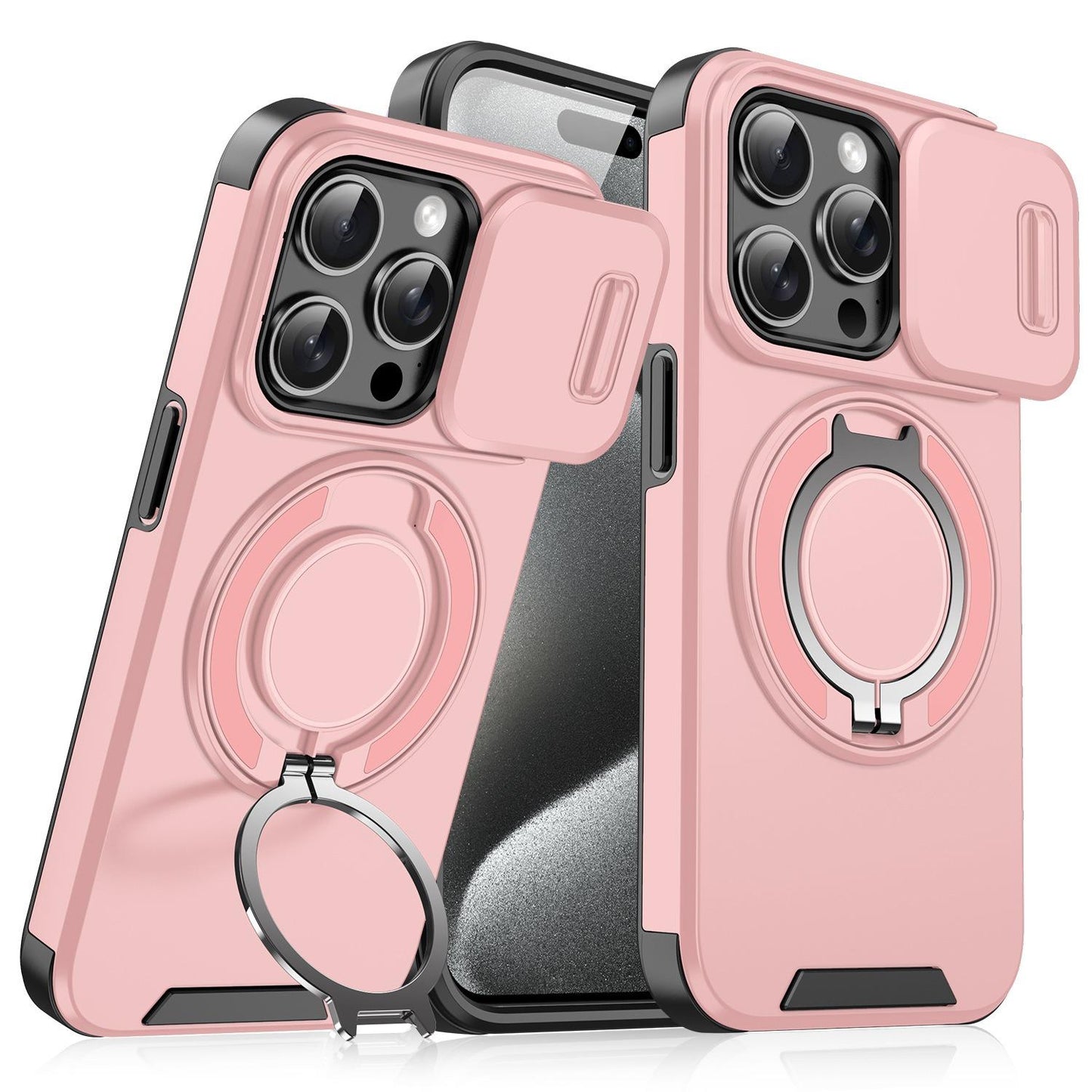 Removable Dust-proof Lens Cap Protection Phone Case 360 Rotating Metal Kickstand For iPhone 16ProMax 16 15 14 13 12 11 Shockproof Bumper Hard Full Cover