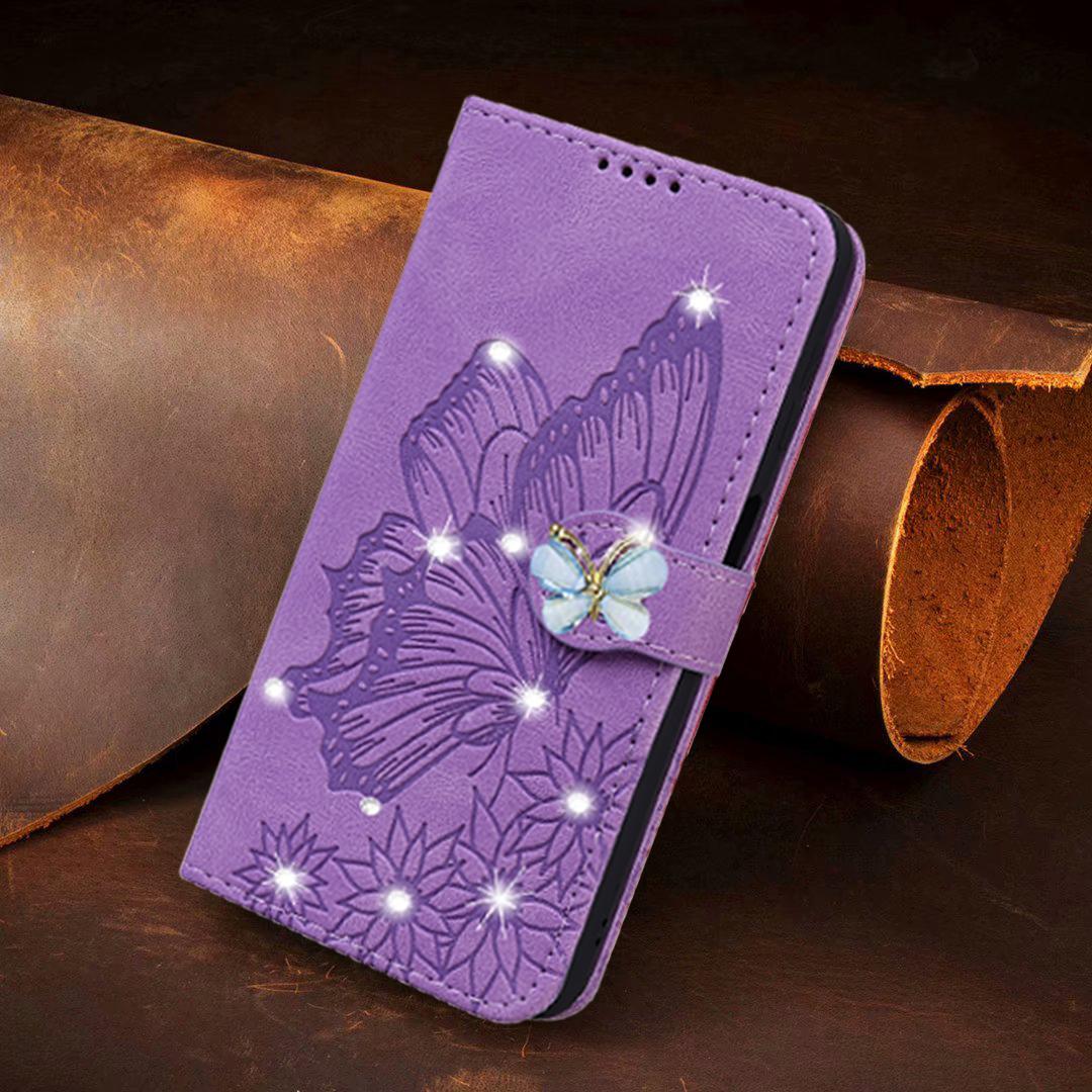Leather Wallet Bling Phone Case For Samsung Galaxy S24 S23 S22 S21 Note20 Ultra FE Plus Stand Cute Cover