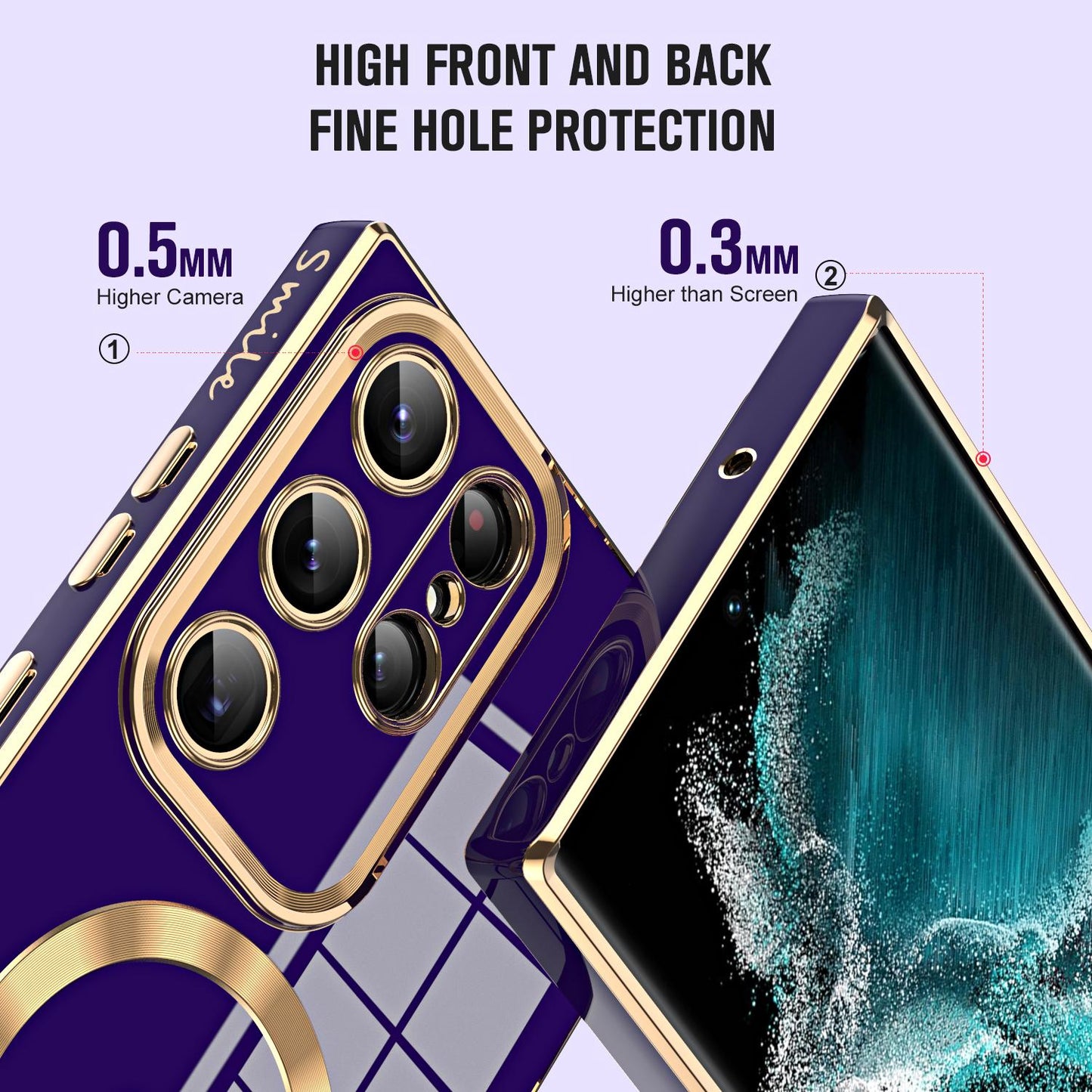 Electroplated Glossy Love Heart Magnetic TPU Case For Samsung S23 Ultra S22 S21 Plus Soft Cover