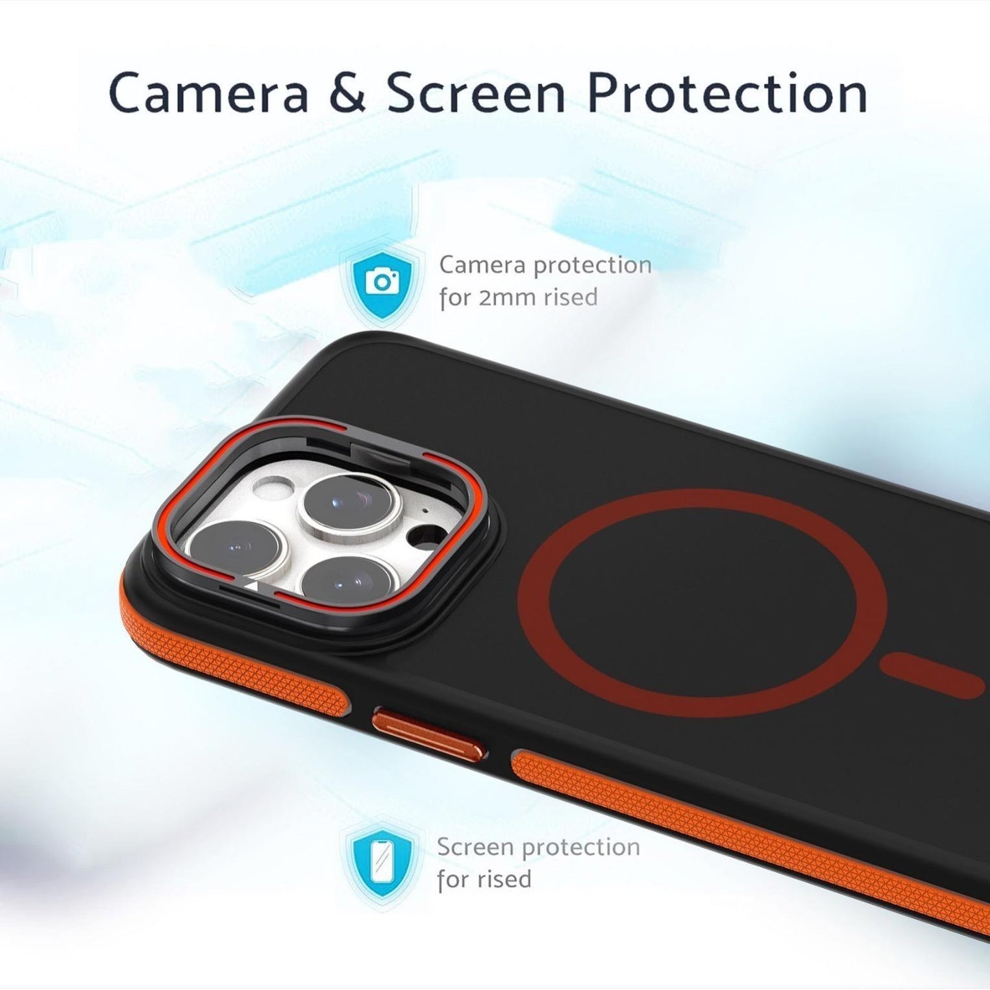 For iPhone 16 15 14 13 12 Pro Max Phone Case, Premium Matte Strong Magnetic Metal Camera Kickstand Acrylic Shockproof for Magsafe Anti-Fall Bumper Hard Full Cover