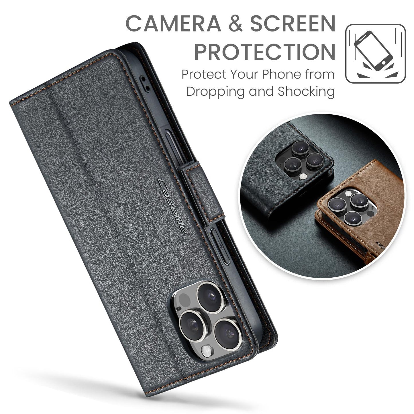 For iPhone 16 15 14 13 12 Pro Max Phone Case, Luxury Leather Wallet Card Bag Shockproof Kickstand Business Magnetic Full Cover