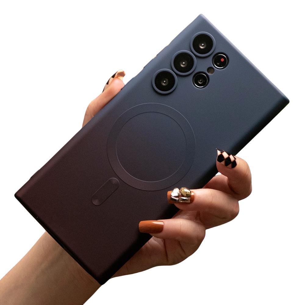 Matte Gradient Color Magnetic Wireless Charging Phone Case For Samsung S24FE S24Ultra S24 S23Ultra S23 S22 S21 FE Plus Ultra Note 20 Ultra with Lens Protector
