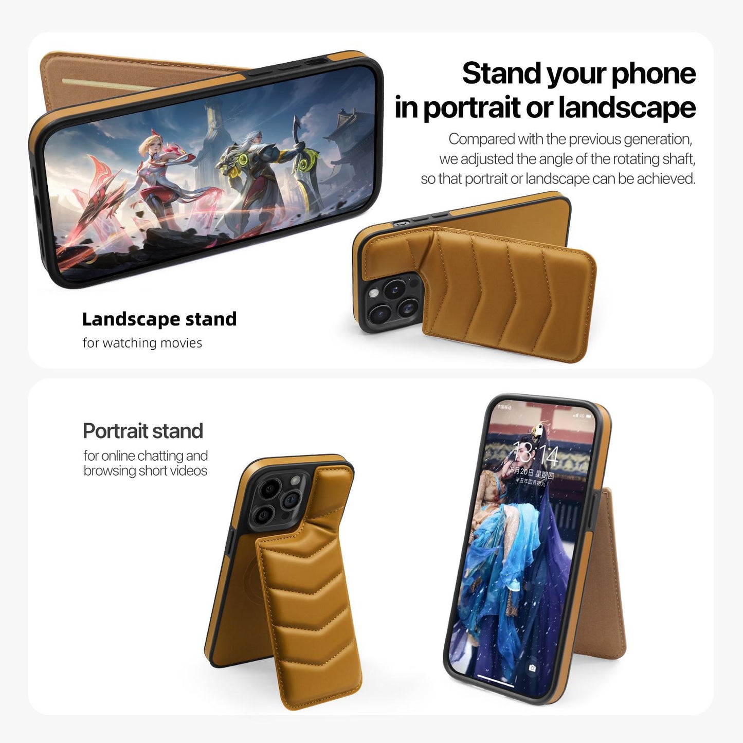 Wave Down Jacket holder Phone Case For iPhone 11 12 13 14 15 Pro Max Plus For Magsafe Wireless charging Shockproof Phone Cover