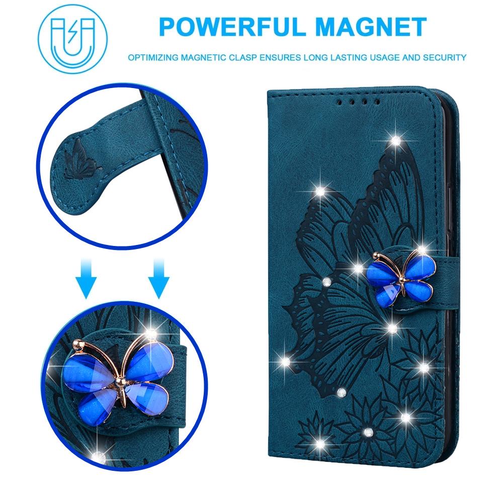 Leather Wallet Bling Phone Case For Samsung Galaxy S24 S23 S22 S21 Note20 Ultra FE Plus Stand Cute Cover