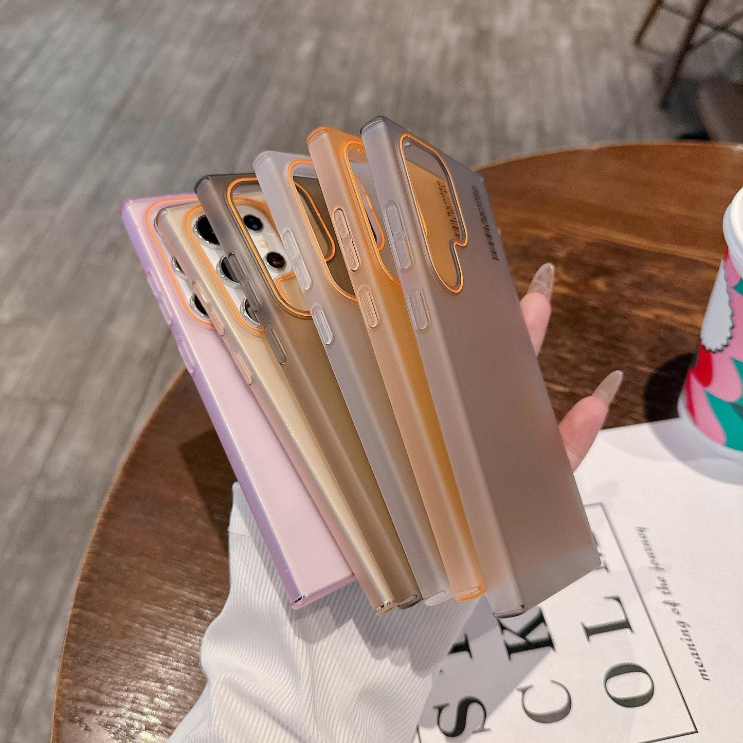 Matte Clear Two-tone Slim PC Phone Case For Samsung S25Ultra S24 S23 S22 S21 Note20Ultra Transparent Skin Feel Bumper Shockproof Hard Full Cover