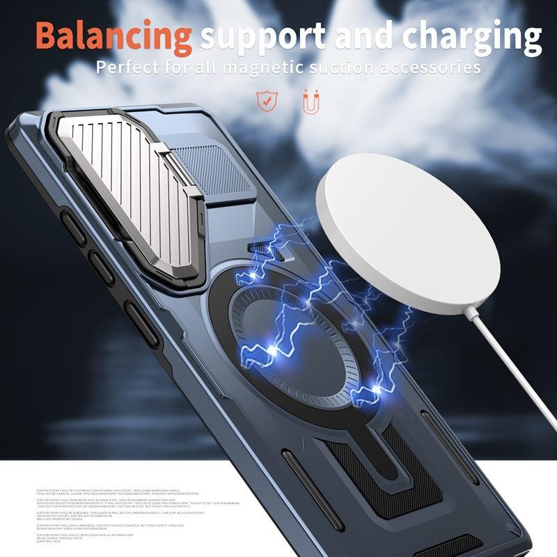 Anti-Dust Anti-Fall Heavy Duty Protection Shockproof Magnetic Phone Case With Camera Kickstand for Samsung S25Ultra S24 S23FE S23 A06 A05 A16 A15 A25 A35 A55 Bumper Matte Hard Cover