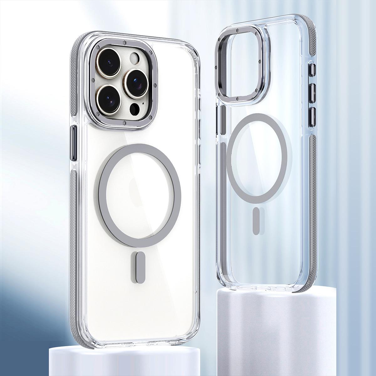 Dual Color Magnetic For Magsafe Wireless Charging Case For iPhone 16 15 14 13 Pro Max Plus Clear TPU Acrylic Hard Cover