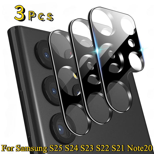 3Pcs Full Cover Glass Camera Lens Protector For Samsung S25 S24 S23 S22 S21 Note20 Back Camera Tempered Glass Cover
